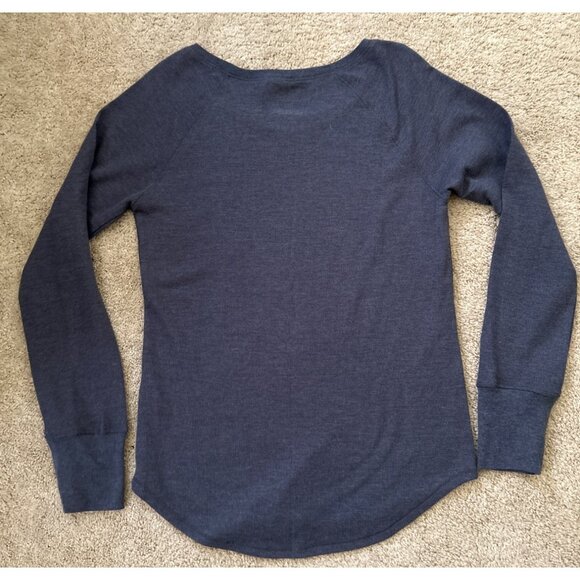 NWOT Def Leopard Raglan Navy Blue Long Sleeve Knit Thermal Graphic Top Size L - Picture 6 of 7